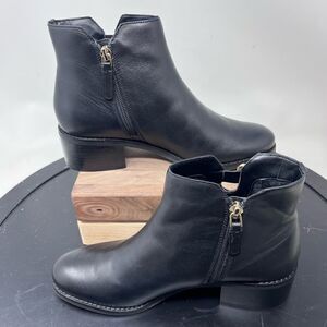 Cole Haan Haidyn Black Leather Ankle Zip Booties 6.5